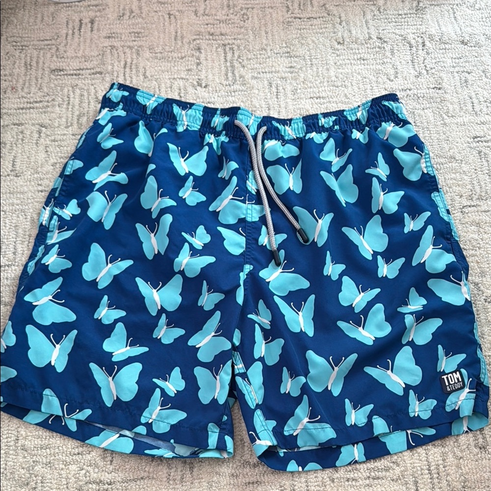Tom & Teddy Blue Butterfly Swim Trunks XL